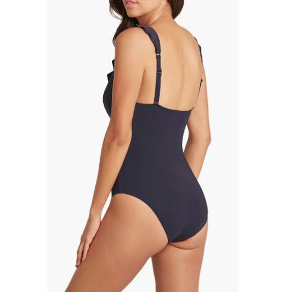 Sea Level Australia Blue Frill One-Piece Swimsuit NWOT Size 8 - Picture 2 of 8